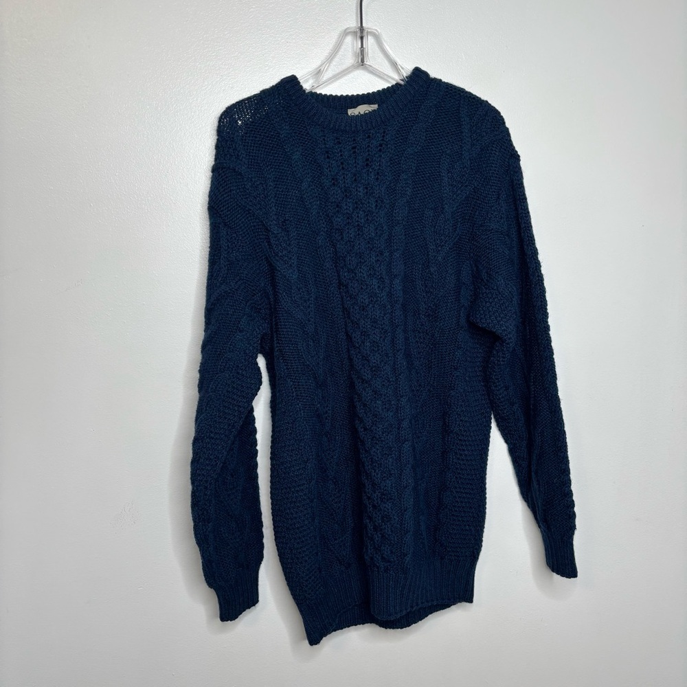 SAOL Ireland Merino Wool Cable Knit Longline Sweater L